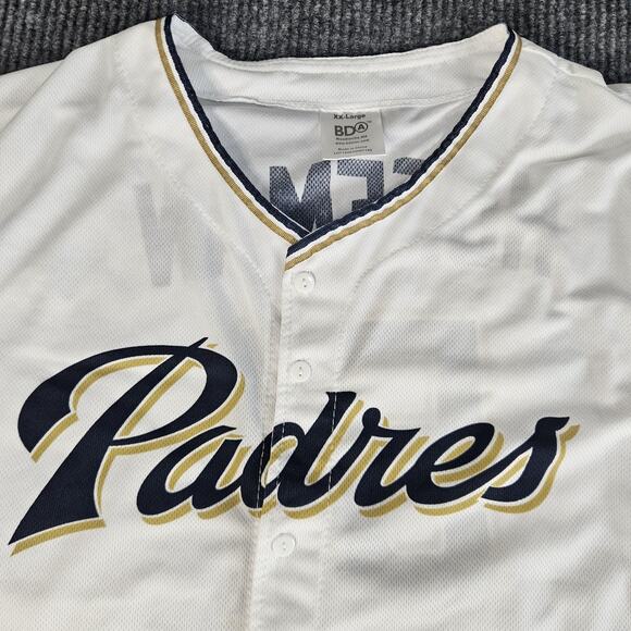 San Diego Padres Jersey Mens 2XL White MLB Baseball Trevor Hoffman Hall of Fame - Picture 2 of 14
